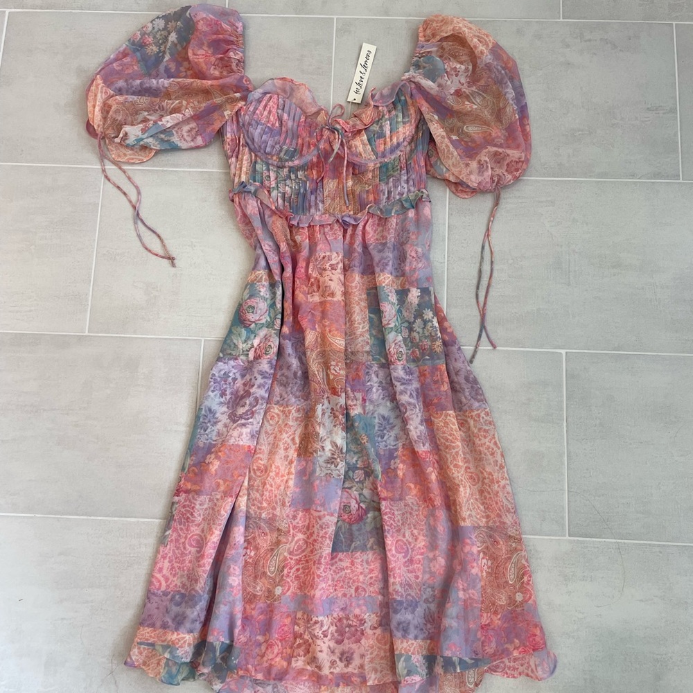 For love & lemons Odessa midi puff sleeve dress - Picture 5 of 9